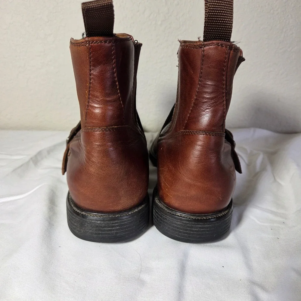 Johnston & Murphy XC4 Mens 10.5 M Leather Monk Strap Chelsea Boots Brown 20-1642